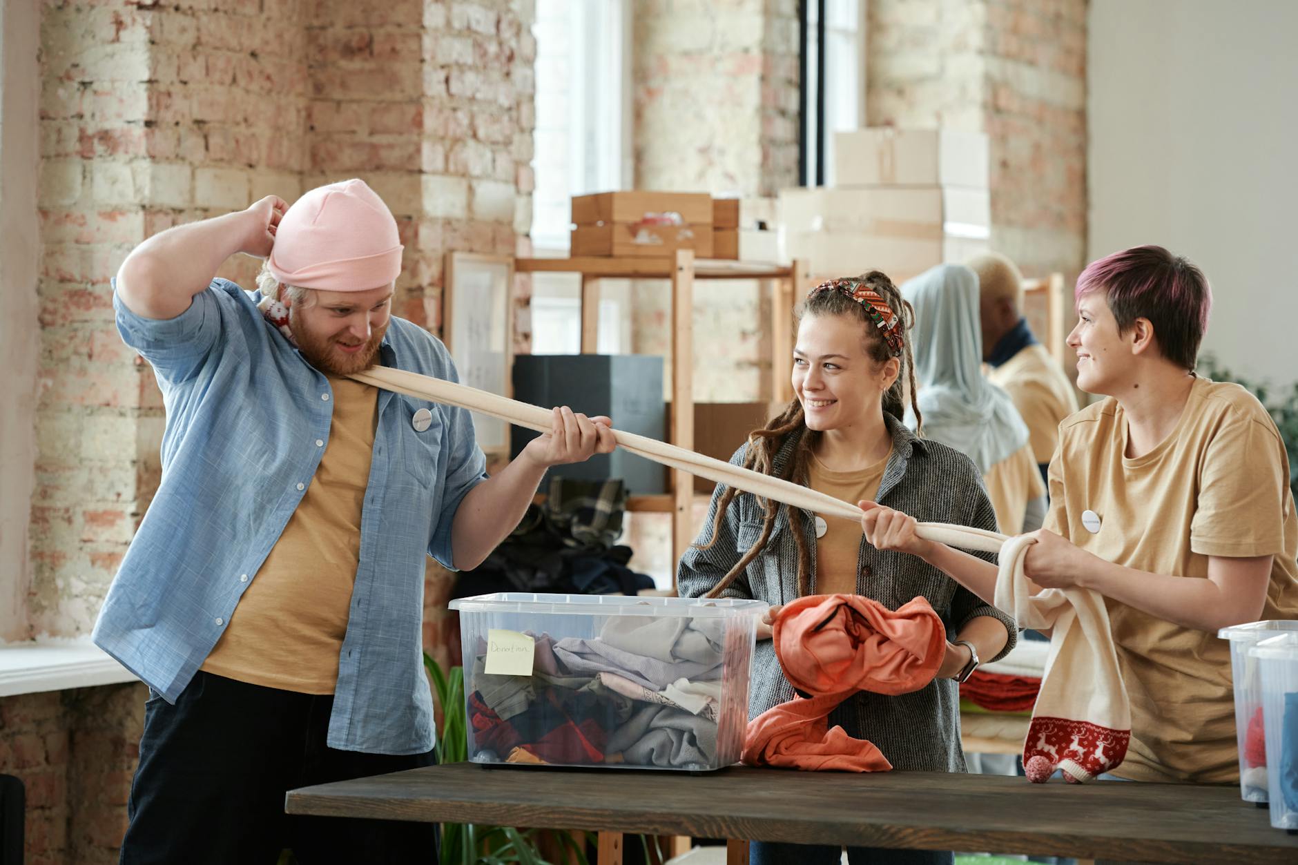 Volunteers at a charity community event