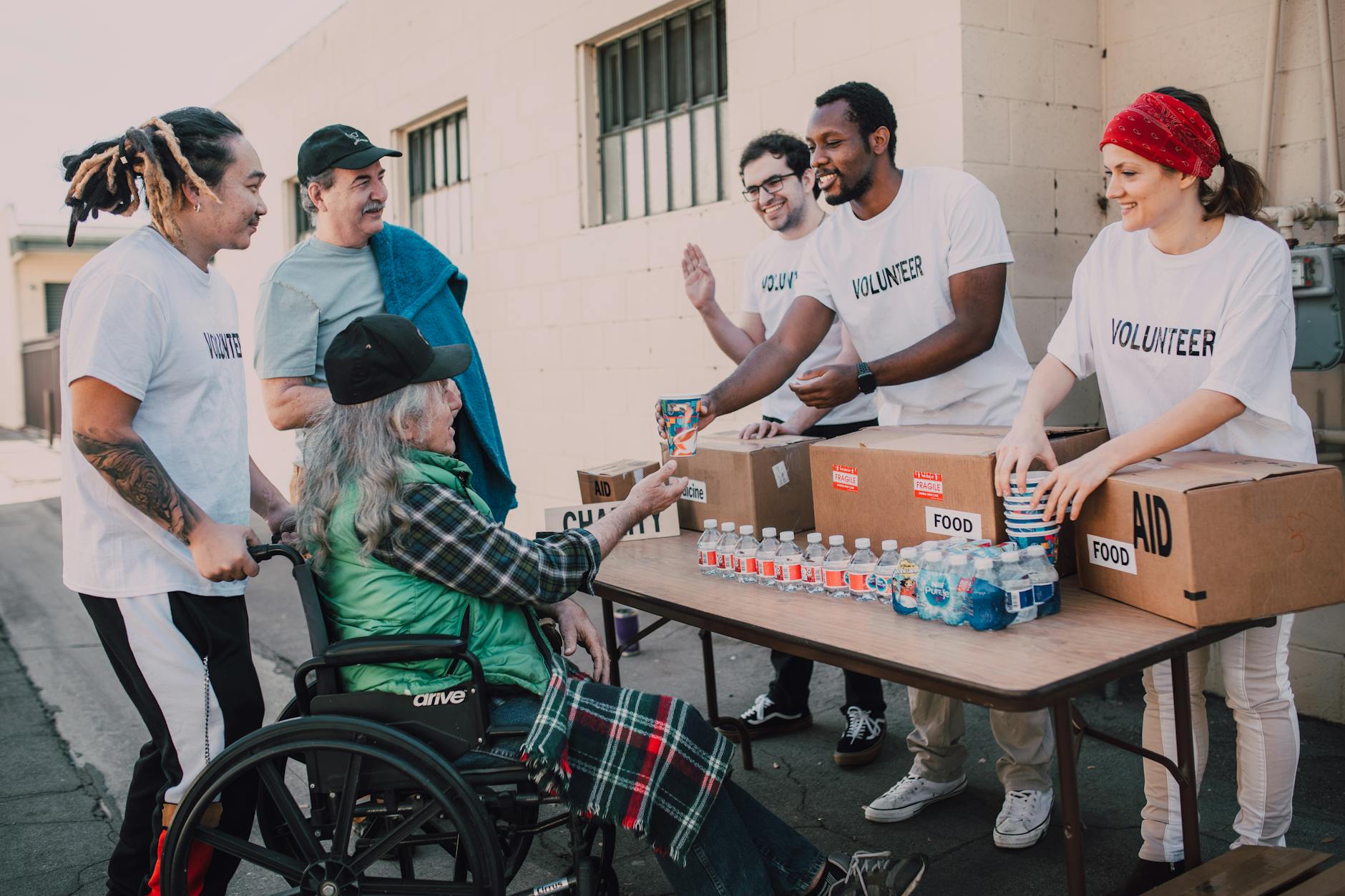 Volunteers providing community aid and support